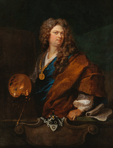 Auto-retrato con escudos de familia de Johann Rudolf Huber d.Ä.