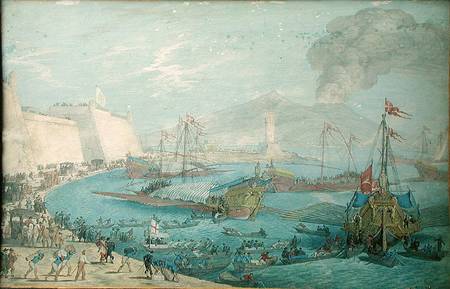 View of the Port of Naples de Johann Wilhellm Baur