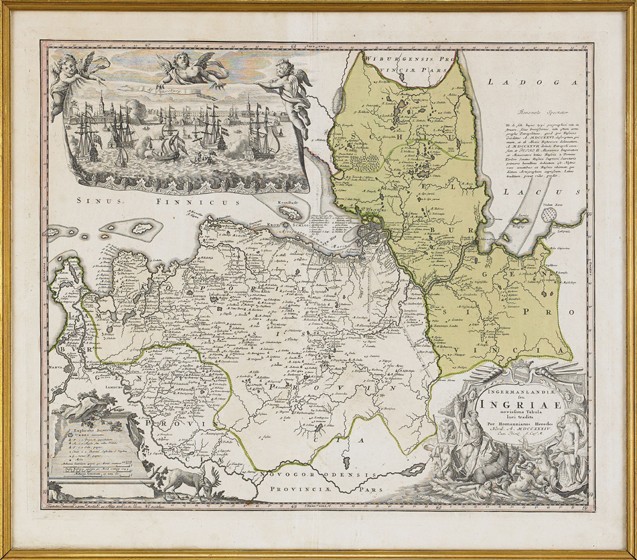 Map of Ingria with View of Saint Petersburg de Johann Baptist Homann