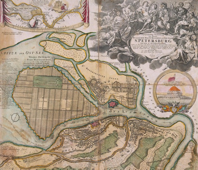 Map of Petersburg (Saint Petersburg master plan) de Johann Baptist Homann