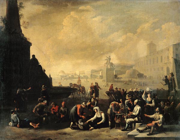 A Roman Forum with Figures de Johannes Lingelbach