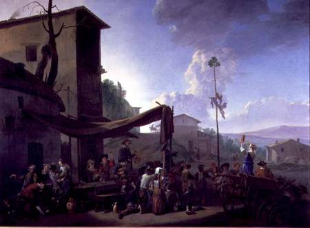 Village Scene with Peasants Merrymaking de Johannes Lingelbach