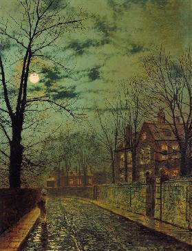 Suburb street at moonlight