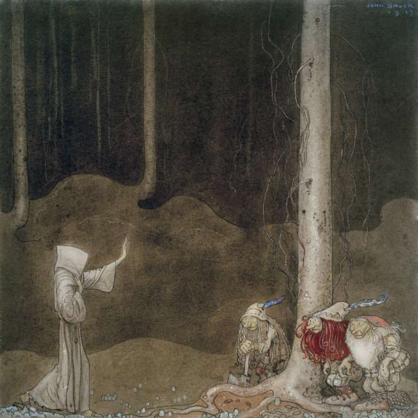 Brother St. Martin and the Three Trolls, 1913 (w/c on paper) de John Bauer