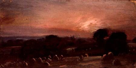 A Hayfield near East Bergholt at Sunset de John Constable