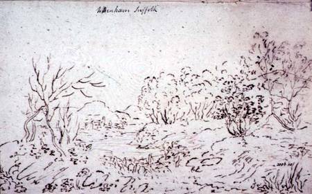 Landscape with a stream at Wenham de John Constable