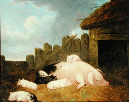 Sow with Piglets in the Sty de John Frederick Herring d.J.