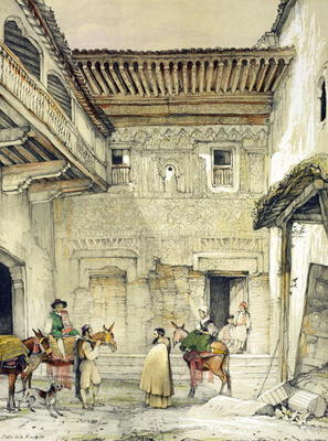 Court of the Mosque (Patio de la Mesquita), from 'Sketches and Drawings of the Alhambra', 1835 (lith de John Frederick Lewis