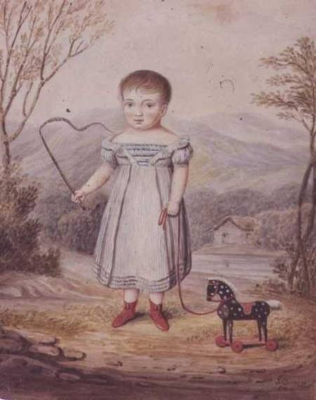 Girl with a Toy Horse de John Gadsby Chapman