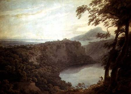 The Lake of Nemi and the town of Genzano de John Robert Cozens