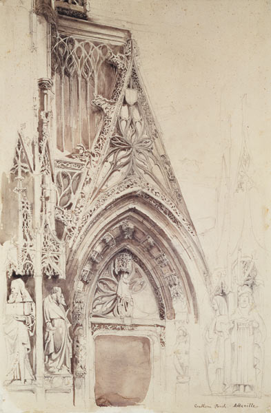 Southern Porch of St. Vulfran, Abbeville (pencil, ink & wash on paper) de John Ruskin