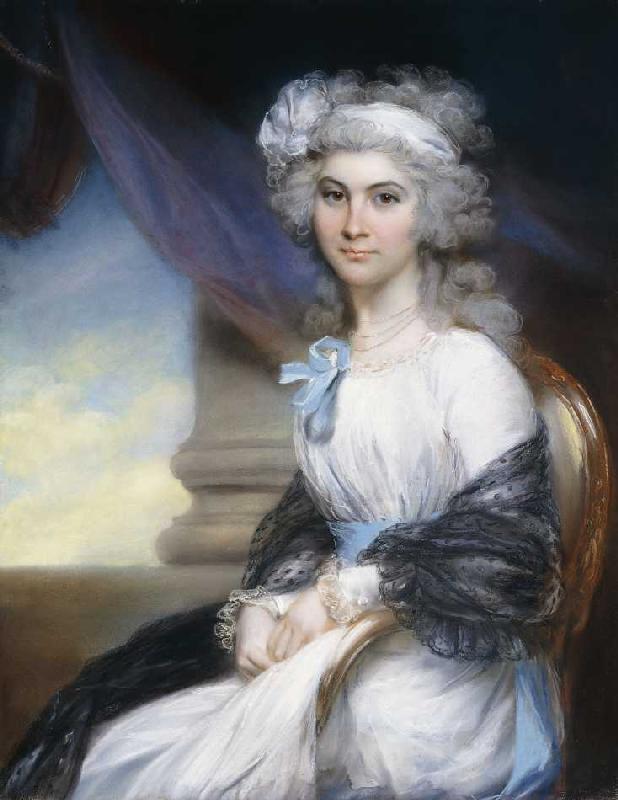 Miss Sophia Vansittart in einem weißen Kleid und einem weißen Haarband. de John Russell