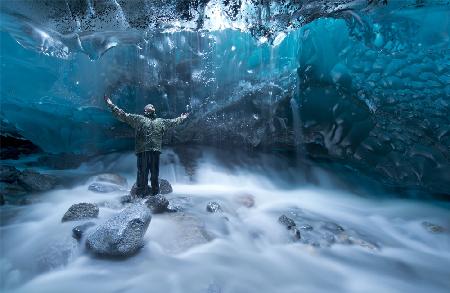 Self portrait under a glacier