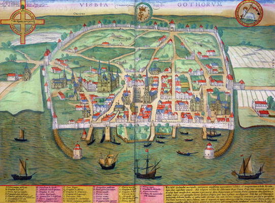 Map of Visby, from 'Civitates Orbis Terrarum' by Georg Braun (1541-1622) and Frans Hogenberg (1535-9 de Joris Hoefnagel