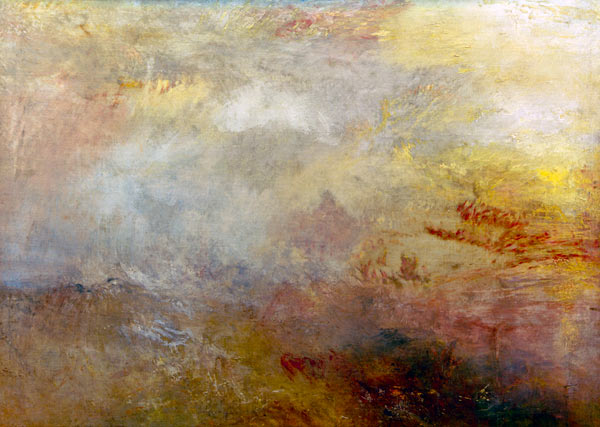 Rough sea with dolphins de William Turner