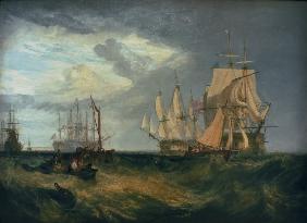 W.Turner, Spithead, Crew lichtet Anker