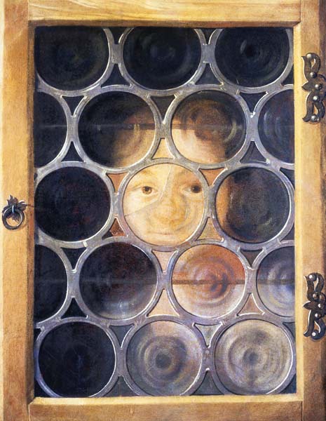 Trompe L'Oeil of a Boy's Face through a Window de Joseph Plepp