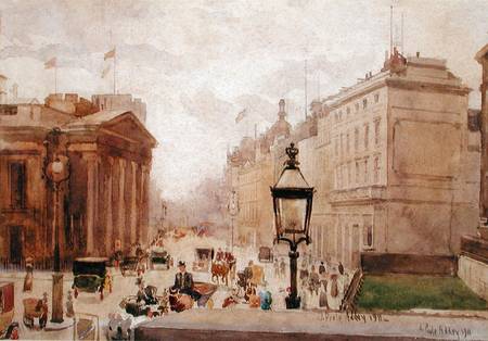Pall Mall from the National Gallery, wit - Joseph Poole Addey en  reproducción impresa o copia al óleo sobre lienzo.