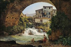 Under the arch of a bridge in Italy