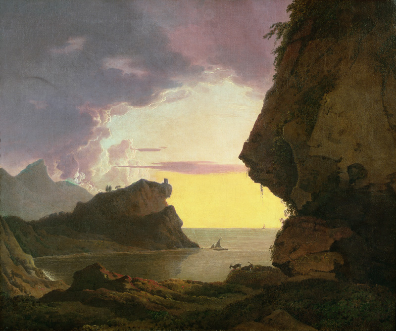 Sunset on the Coast near Naples de Joseph Wright of Derby