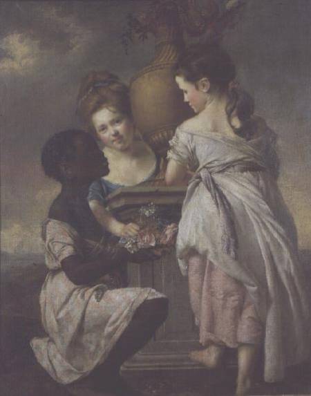 A Conversation between Girls, or Two Girls with their Black Servant de Joseph Wright of Derby