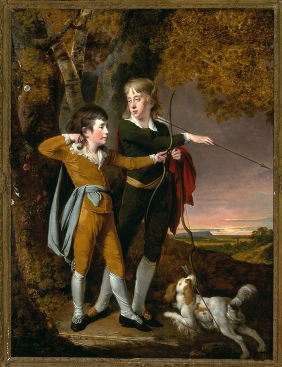 The boy archers (Jungen beim Bogenschießen) de Joseph Wright of Derby