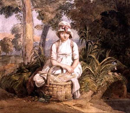 Seated Girl with Bonnet de Joshua Cristall