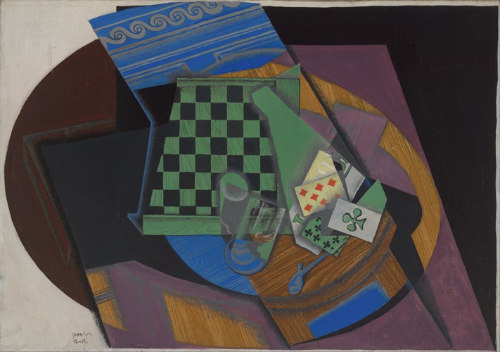 Checkerboard and playing cards de Juan Gris