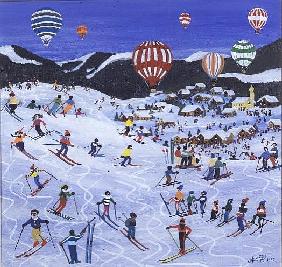 Ballooning over the piste, 1995 (w/c) 