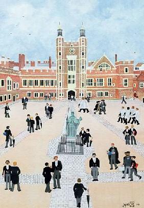 Eton College School Yard, 1991 (w/c) 