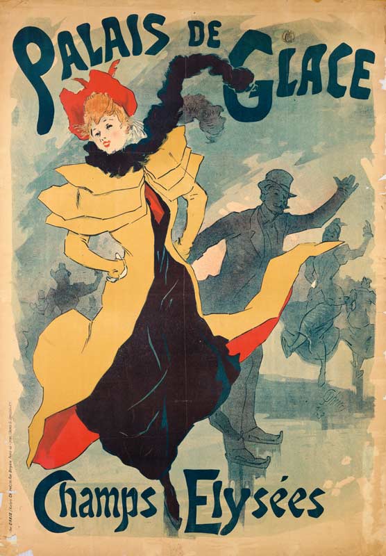 Art Nouveau poster palais de ice cream - Jules Chéret en reproducción  impresa o copia al óleo sobre lienzo.