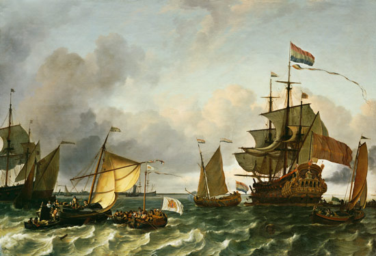 The Frigate Princes Maria, Flying The Standard Of Prince William Of Orange, On The Ij Off Durgerdam, de Julius Jacobus de Sande Bakhuizen