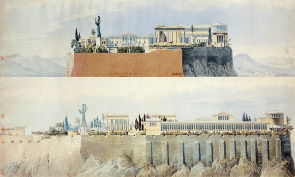 Views on the Akropolis toward East and North de Karl Friedrich Schinkel