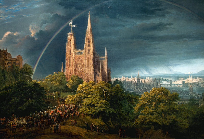 Cathedral (town at the river) de Karl Friedrich Schinkel