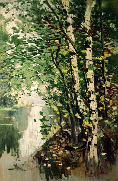birches at the river de Karl Hagemeister