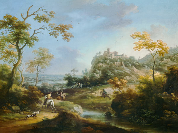 Landscape with stag-hunt. de Karl Ruthart