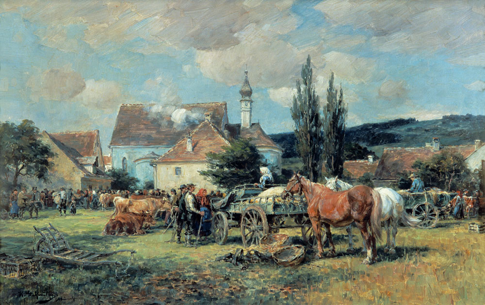 Livestock market in the Dachauer country. de Karl Stuhlmüller