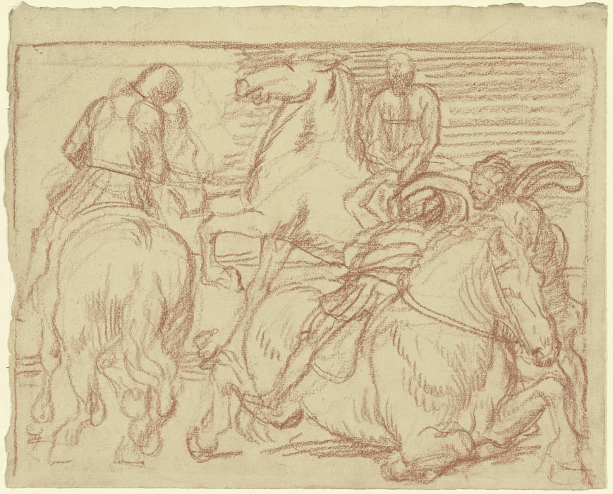 Horses bustling de Karl Friedrich (Fritz) Boehle
