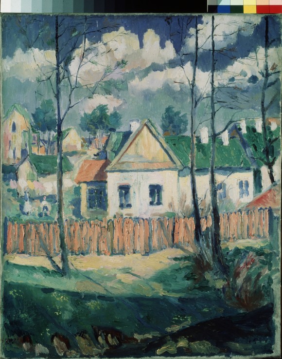 Spring. Landscape with a small house de Kazimir Severinovich Malewitsch
