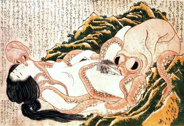 El sueño de la esposa del pescador de Katsushika Hokusai