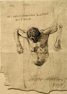 Nude study for engraving 'Aus vielen Wunden blutest du, o Volk'