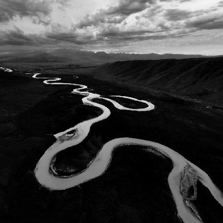 A meandering river