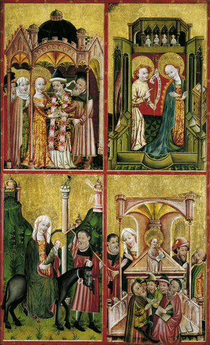 Altarflügel mit der Vermählung Marias, der Verkündigung, der Flucht nach Ägypten und dem 12-jährigen de Konrad von Soest
