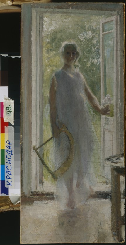 A Girl on the Doorstep de Konstantin Alexejewitsch Korowin