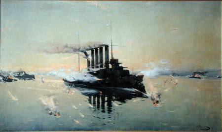 Cruiser 'Askold' fighting on July 28th 1904 in the Yellow Sea de Konstantin Veshchilov