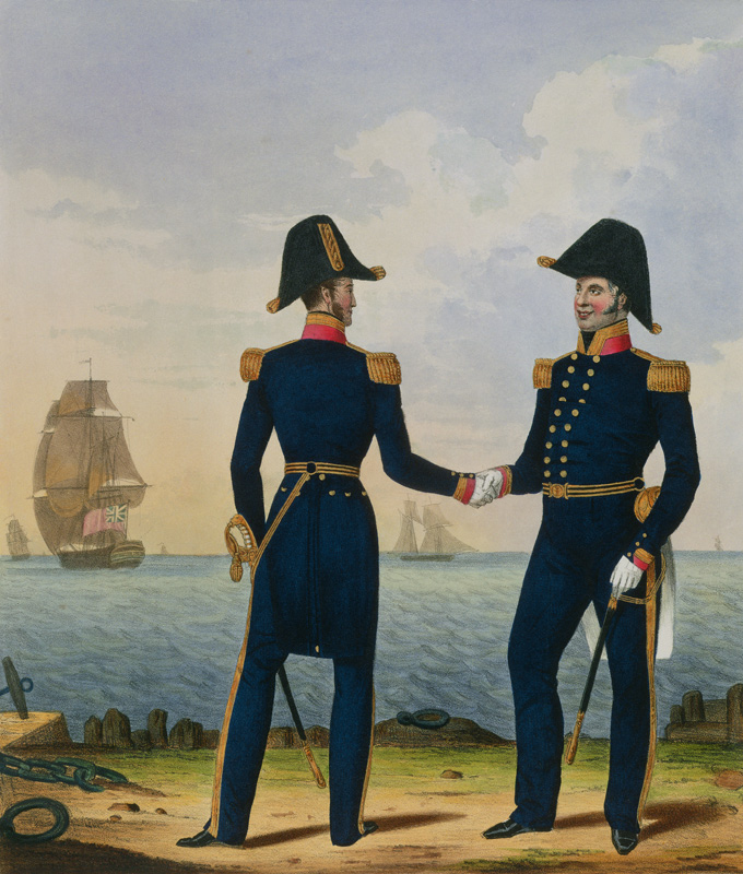 Captains, plate 5 from 'Costume of the Royal Navy and Marines', engraved by the artists, c.1830-37 ( de L. and Eschauzier, St. Mansion