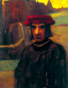 Mann mit rotem Hut de Lajos Gulácsy