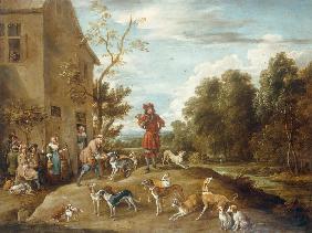 Huntsmen and Hounds in a Landscape