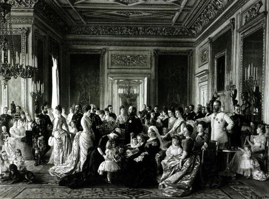 The Family of Queen Victoria, 1887 (engraving) (b/w photo) de Laurits Regner Tuxen