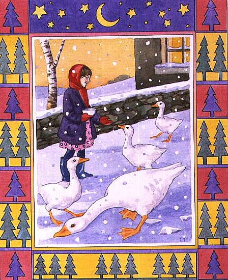 Feeding the Geese, 1996 (w/c)  de Lavinia  Hamer